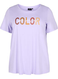 T-skjorte i bomull med trykk, Lavender COLOR
