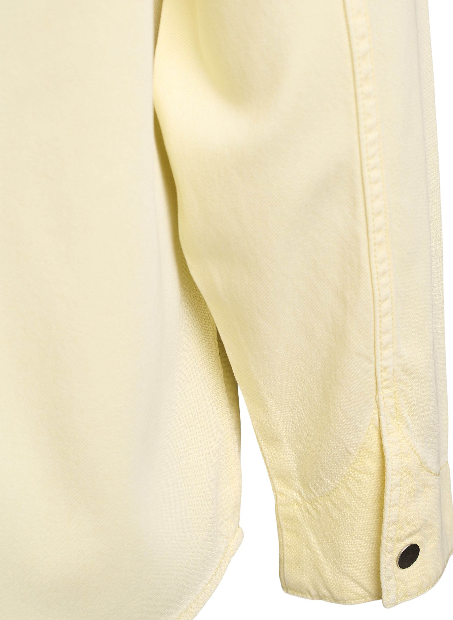 Zizzi Denimskjorte med brystlommer, Gul, Packshot image number 3