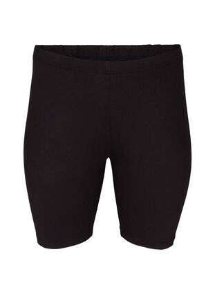 Zizzi Ensfargede standard sykkelshorts, Svart, Packshot image number 0