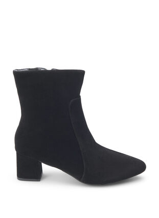 Zizzi Wide fit - Semsket ankelstøvler med hæl, Black, Packshot image number 0