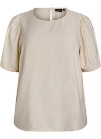 Viskose bluse med 1/2 ermer, Beige Viskose bluse med 1/2 ermer