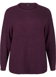 Melert genser med rund hals, Potent Purple Mel.