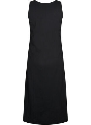 Ærmeløs kjole av bomull med A-form, Black, Packshot image number 1