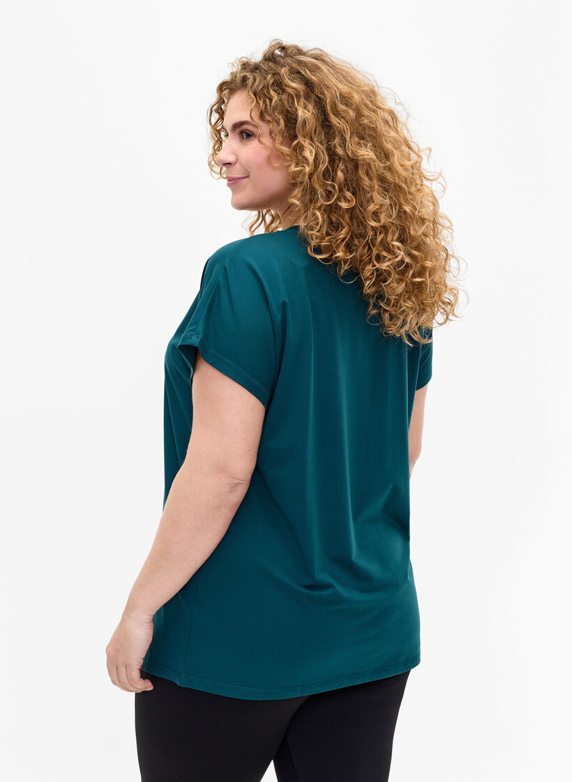 Løstsittende trenings-t-skjorte med v-hals, Deep Teal, Model image number 1