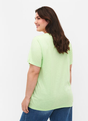 Kortermet basic T-skjorte med V-hals, Paradise Green, Model image number 1