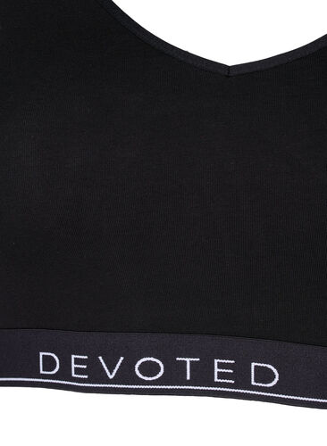 Uvattert BH i bomull med tekstprint, Black/Upper Font, Packshot image number 2