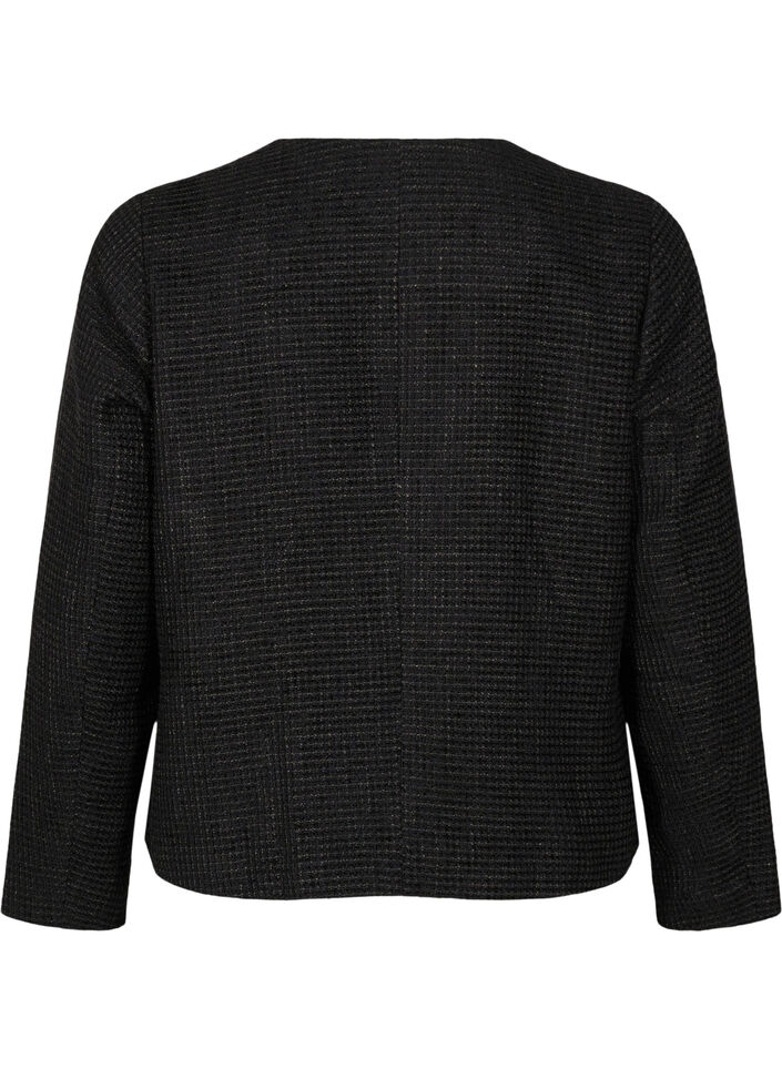 Boucle-jakke med lommer og dekorative knapper, Black, Packshot image number 1