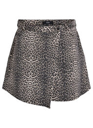 Kort denimskjørt med dyretrykk og en A-line fasong, Leopard