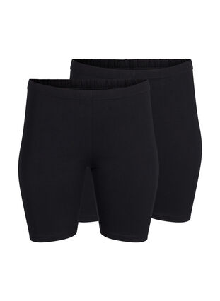 Zizzi FLASH - 2-pakk legging-shorts, Svart, Packshot image number 0