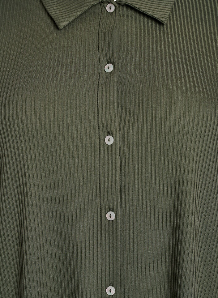 Maxikjole i jersey med krage og korte ermer, Grønn, Packshot image number 2