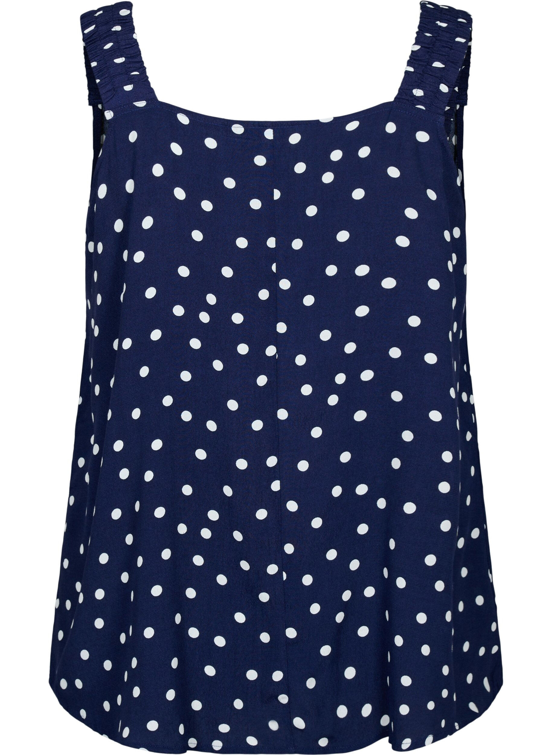 Zizzi M&oslash;nstret topp i viskose med A-form, Peacoat Dot, Packshot image number 1