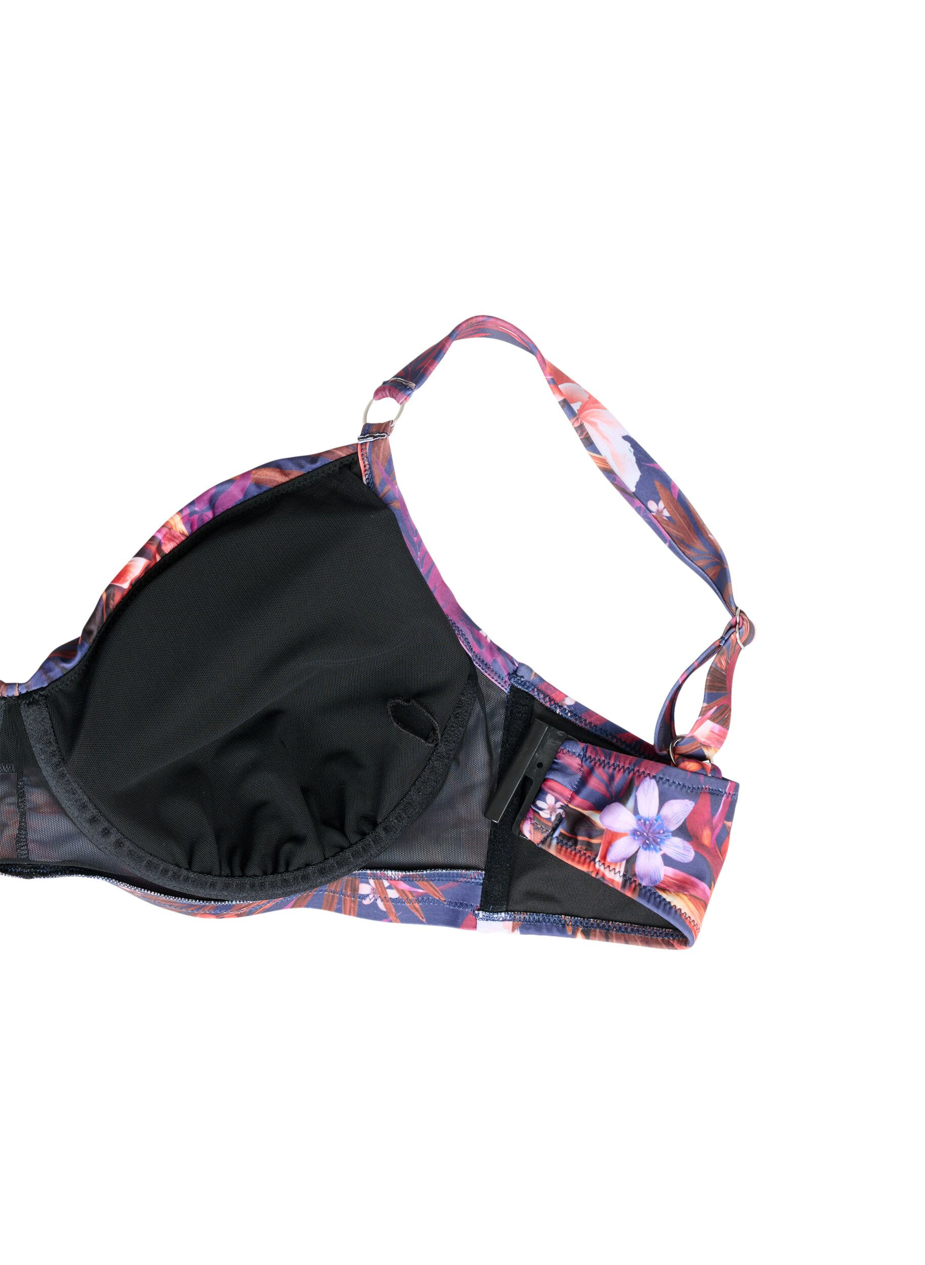 Zizzi Bikini-BH med trykk og b&oslash;yle, Purple Flower, Packshot image number 3