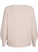 Strikket topp med hullmønster og ballongermer, Beige, Packshot image number 1