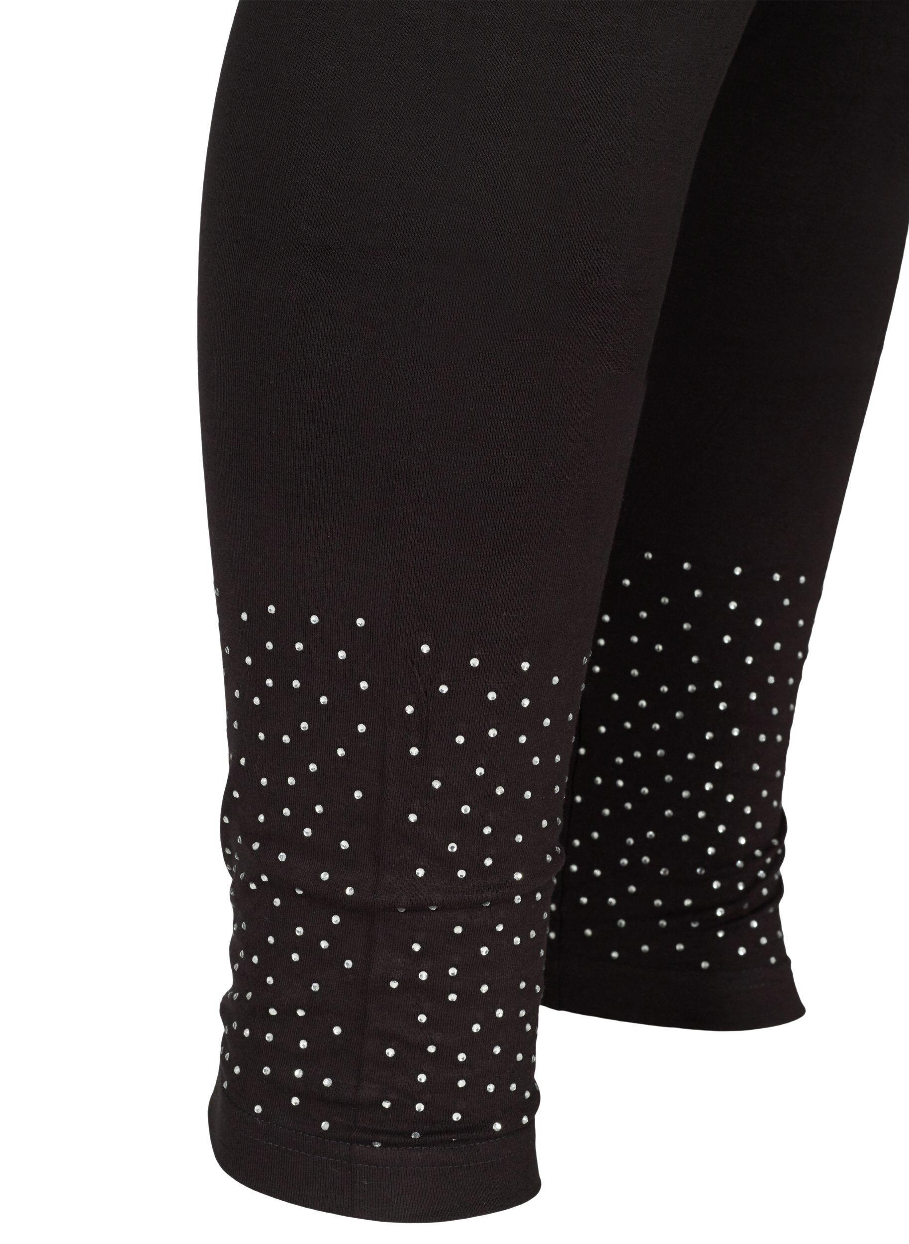 Zizzi Leggings i en viskosemiks med dekorativ strass, Black, Packshot image number 3