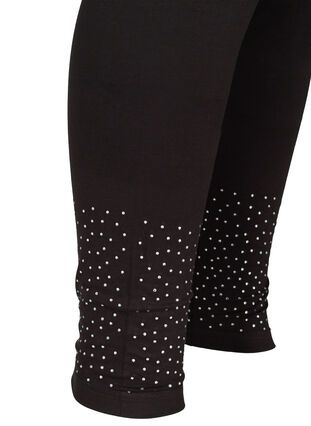 Leggings i en viskosemiks med dekorativ strass, Black, Packshot image number 3