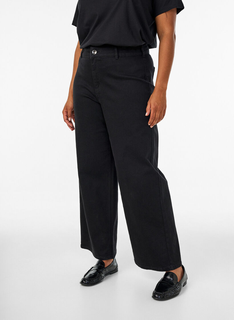 Vide jeans, Svart, Model image number 2