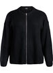 Strikket cardigan med glidel&aring;s, Svart, Packshot image number 0