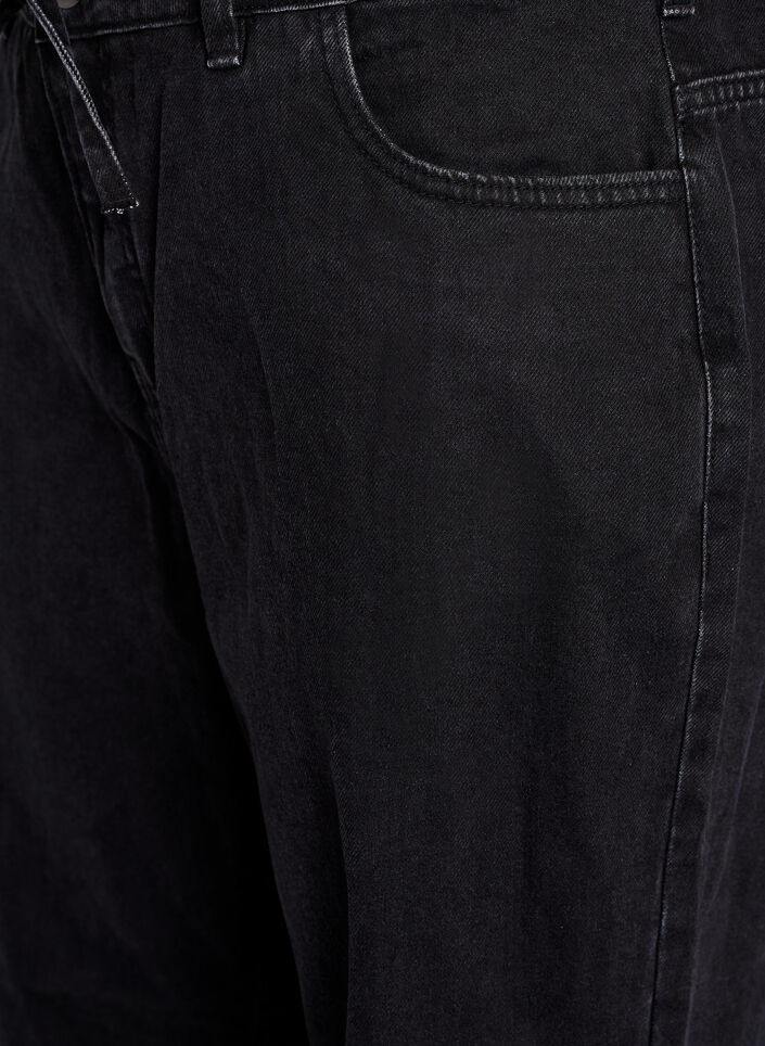 Straight fit jeans med knytebelte, Black, Packshot