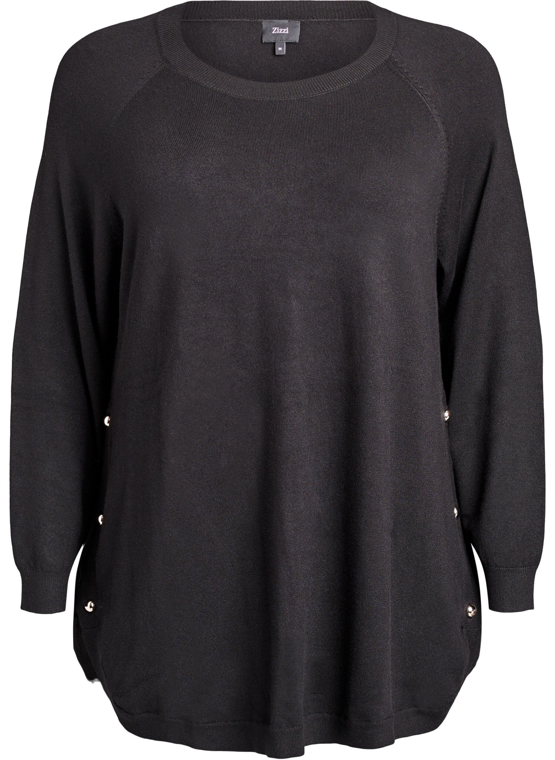 Strikkebluse med knapper i sidene