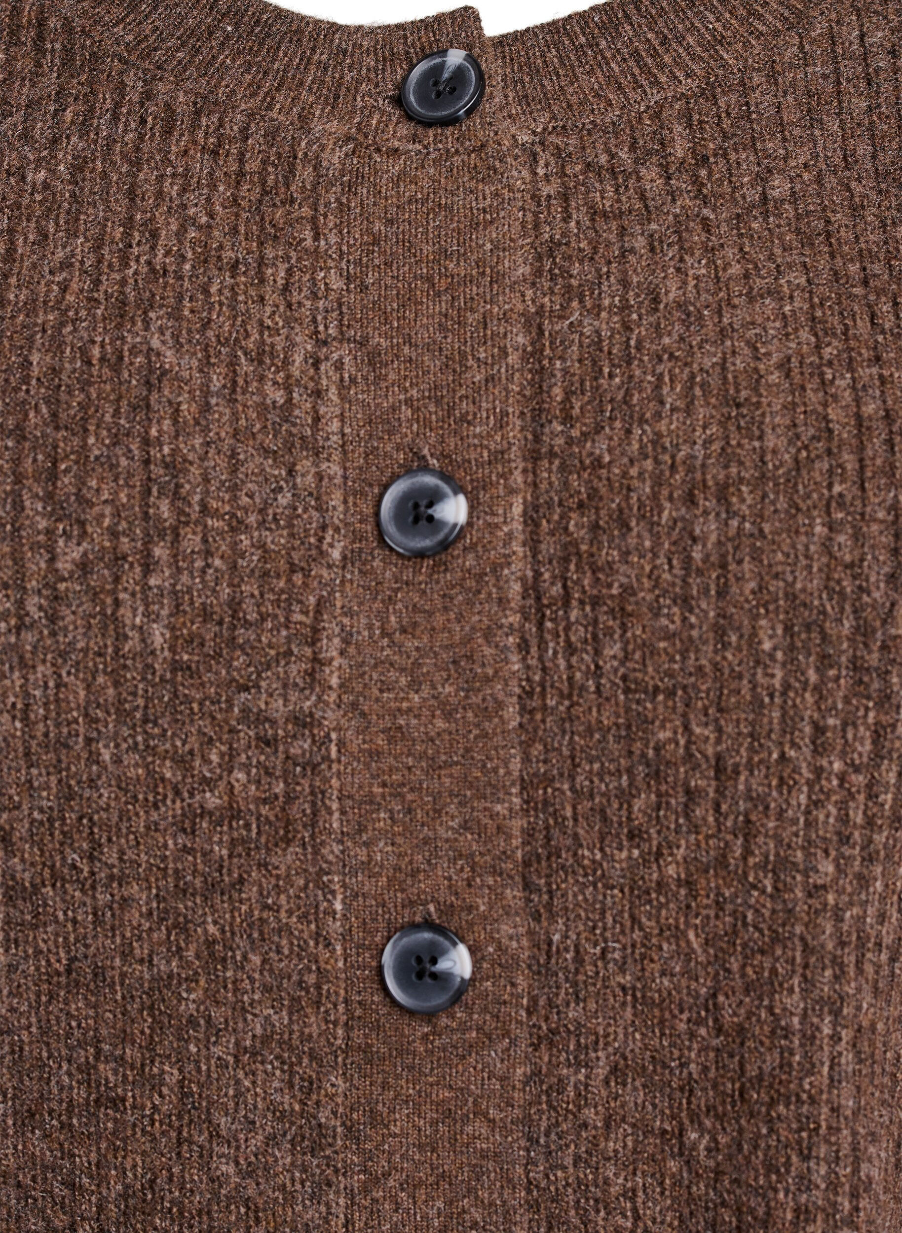 ZizziRibbestrikket cardigan med knapper, Brun, Packshot image number 2
