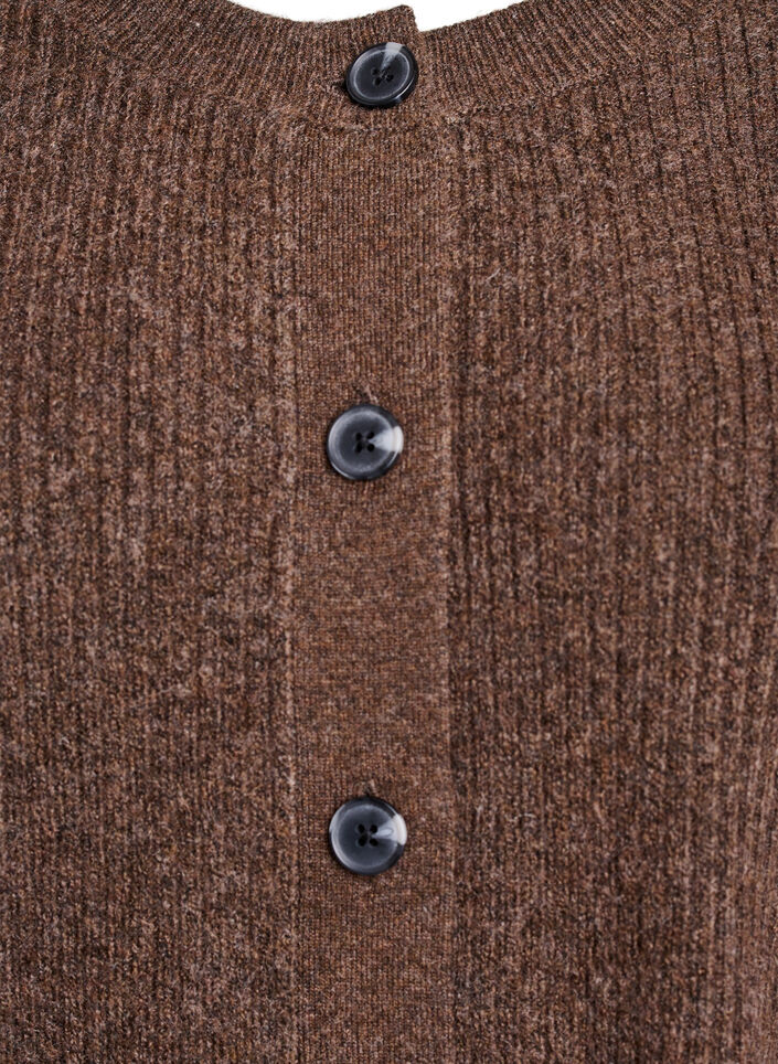 Ribbestrikket cardigan med knapper, Brun, Packshot image number 2