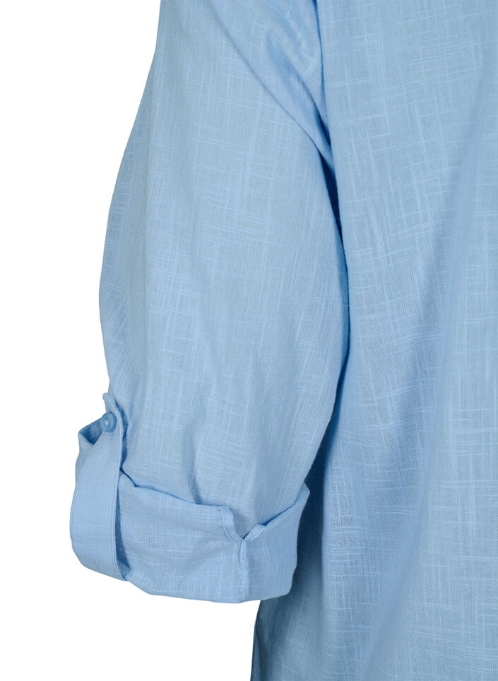 Bomullsbluse med V-hals, Serenity, Packshot image number 3