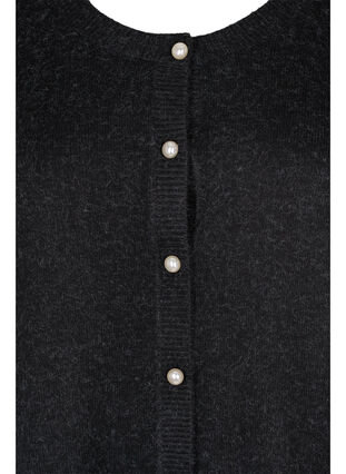 Kort melert strikket cardigan med perleknapper, Dark Grey Melange, Packshot image number 2