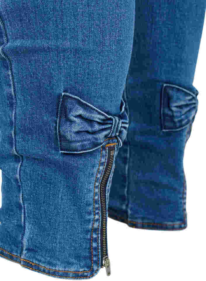 Super slim Amy jeans med sløyfe og glidelås, Dark blue, Packshot image number 3