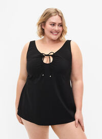 Ensfarget tankini med snøredetaljer, Black, Model