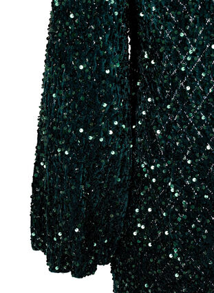 Zizzi Paillettkjole med V-hals og rutemønster, Rain Forest Sequins, Packshot image number 3