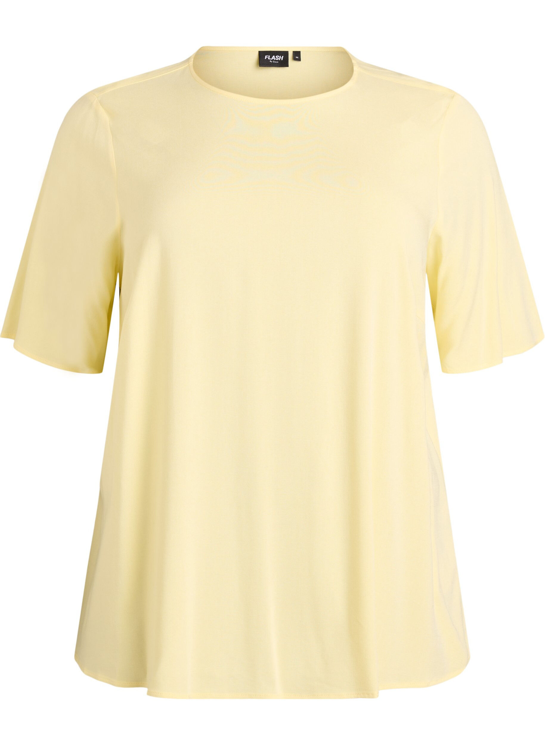 FLASH - Vevet bluse med korte ermer og rund hals