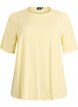 Vevet bluse med korte ermer og rund hals, Gul, Packshot image number 0