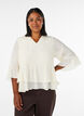 Bluse med 3/4-ermer og volangdetaljer, Vanilje, Model image number 0