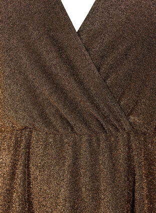 Glitterkjole med omslagsutseende og lange ermer, Black Copper, Packshot image number 2