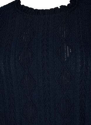 Bluse med volanger og tone-i-tone-mønster, Night Sky, Packshot image number 2