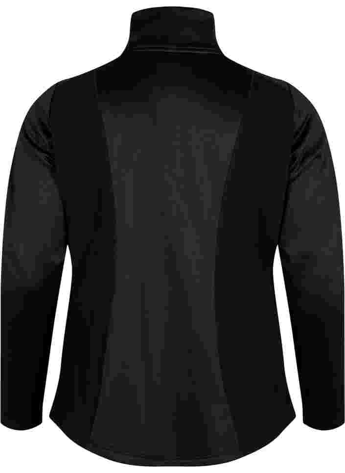 Trenings cardigan med glidelås og høy hals, Black, Packshot image number 1