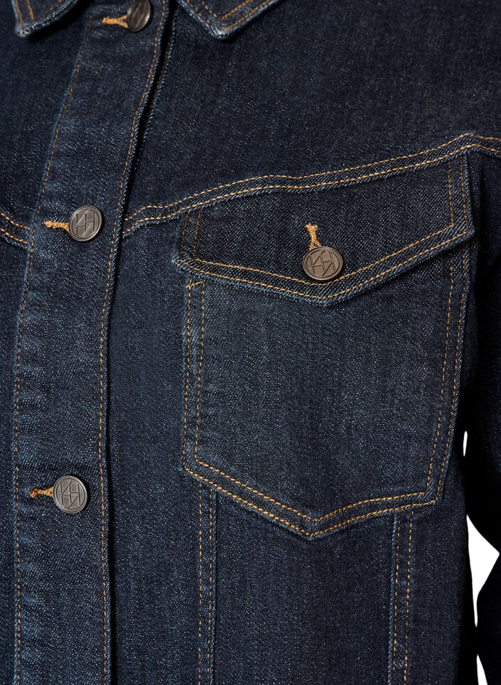 Klassisk denimjakke med kontrasts&oslash;mmer, Bl&aring;, Packshot