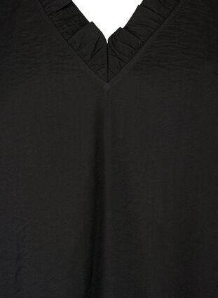 Zizzi Langermet viskosebluse med rynkedetaljer, Black, Packshot image number 2