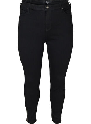 Cropped Amy jeans med høyt liv og glidelås, Black, Packshot image number 0