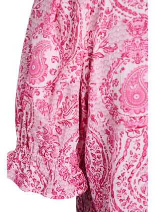 Zizzi Viskose bluse med paisleymønster og firkantet utringning, Rosa, Packshot image number 3
