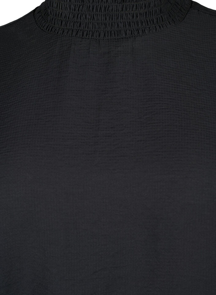 viskosebluse med smock, Black, Packshot image number 2