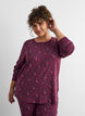 Nattbluse med et trykk, M&oslash;rk Bordeaux, Model image number 0