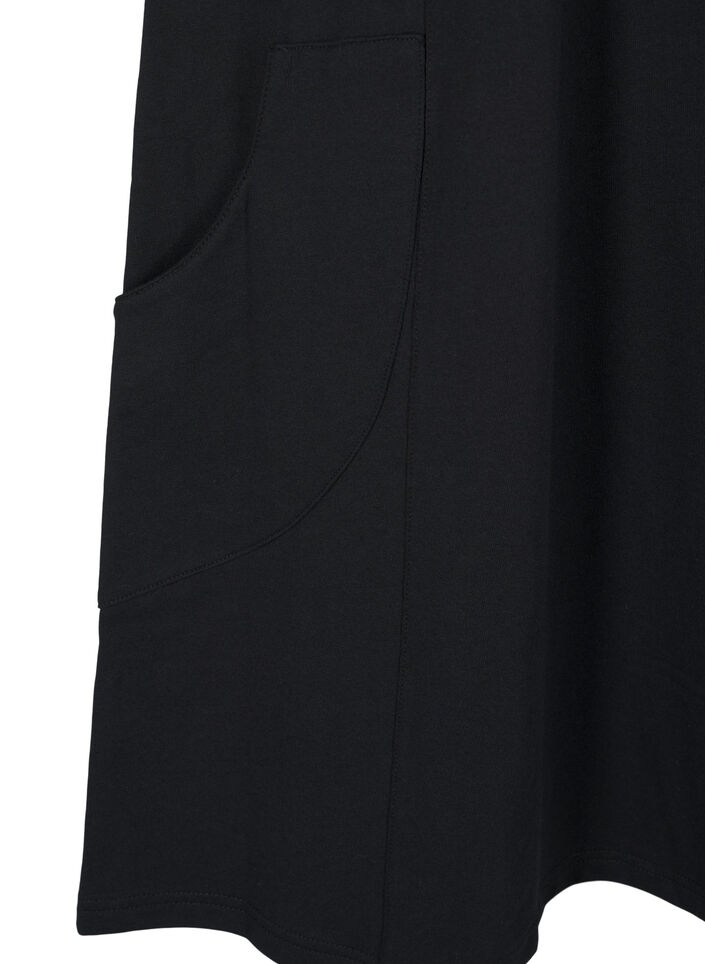 Jerseykjole med korte ermer og lommer, Svart, Packshot image number 3
