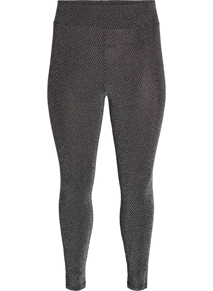 Glittermønstrede leggings, Svart, Packshot image number 0