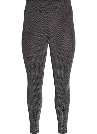 Zizzi Glittermønstrede leggings, Svart, Packshot image number 0