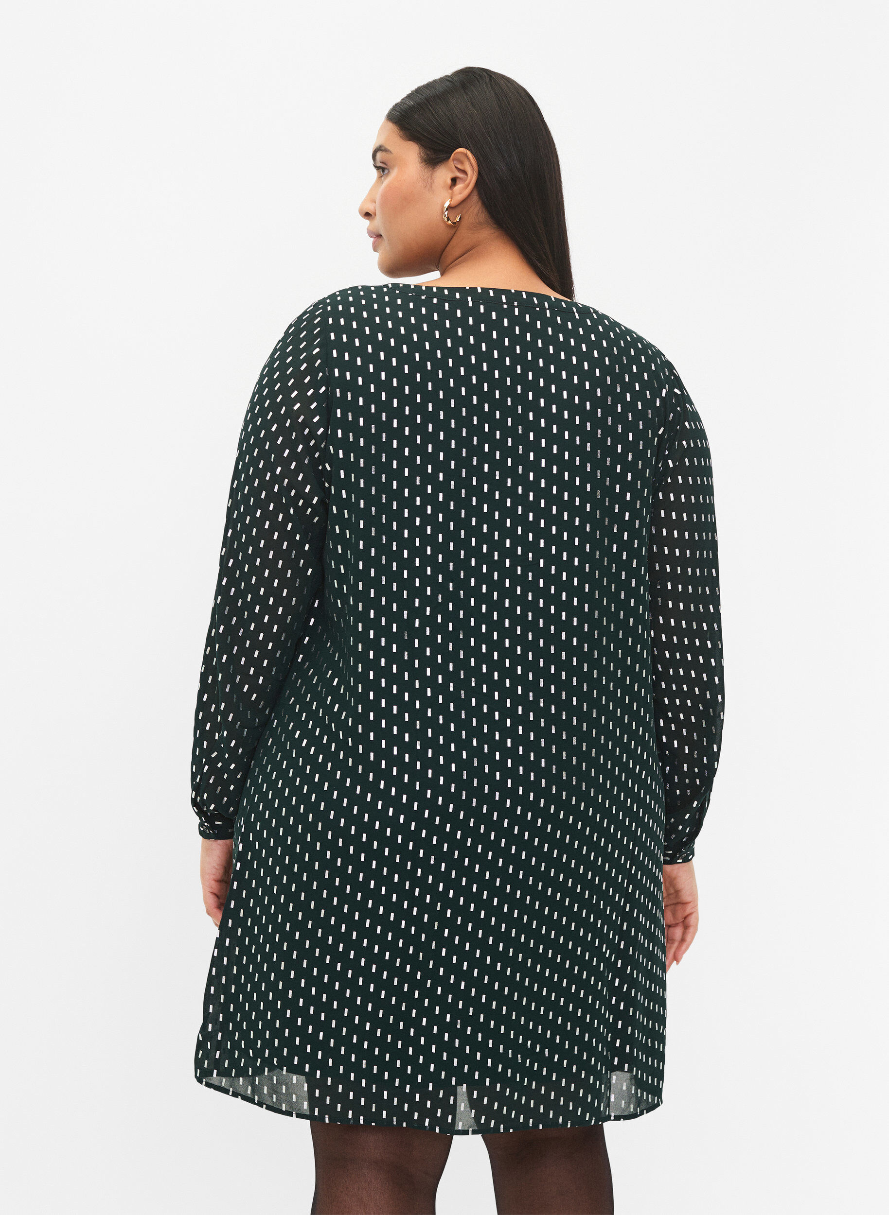 Zizzi Langermet kjole med folietrykk, Scarab w. Silver, Model image number 1