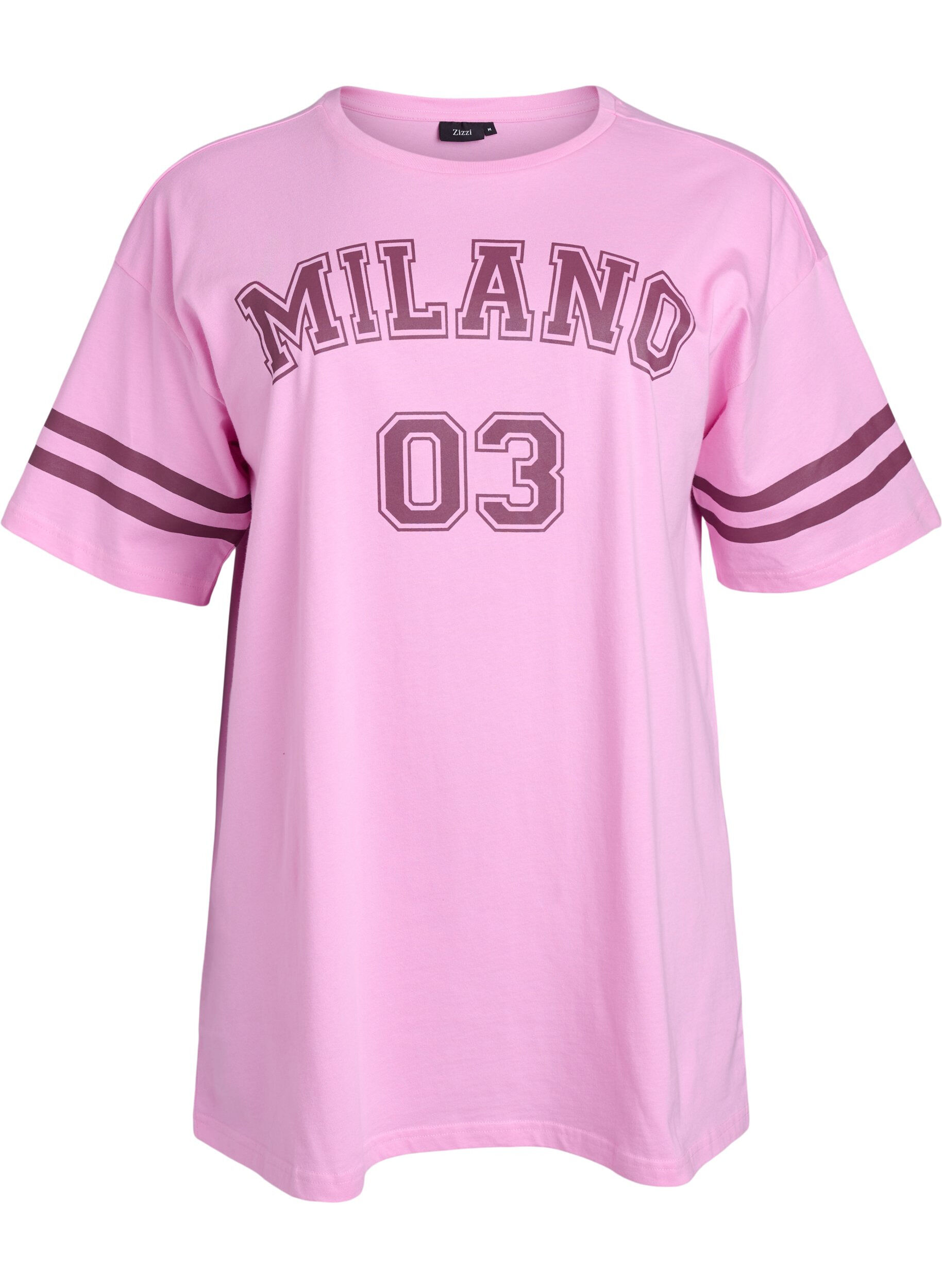 Zizzi Sporty oversized college T-skjorte, Rosa, Packshot image number 0