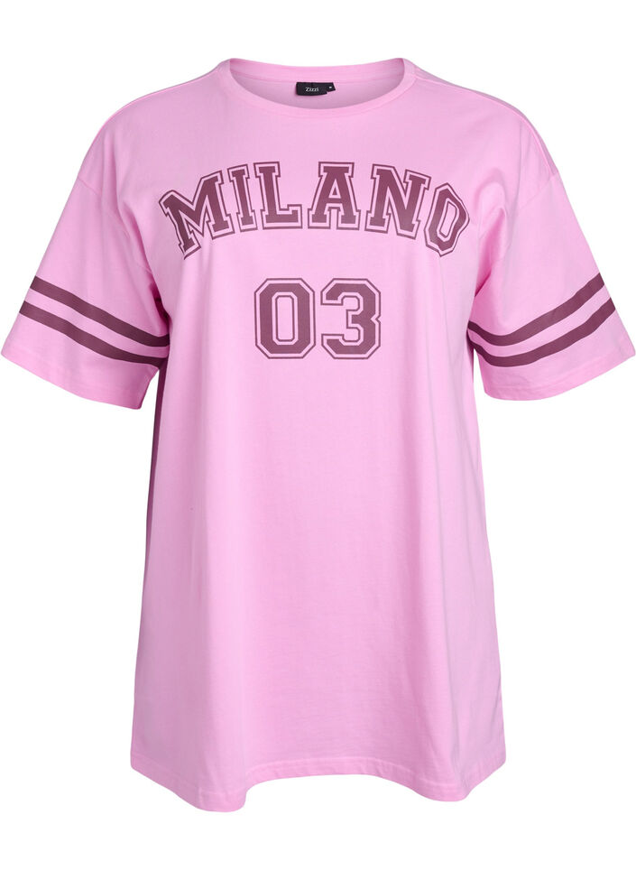 Sporty oversized college T-skjorte, Rosa, Packshot image number 0