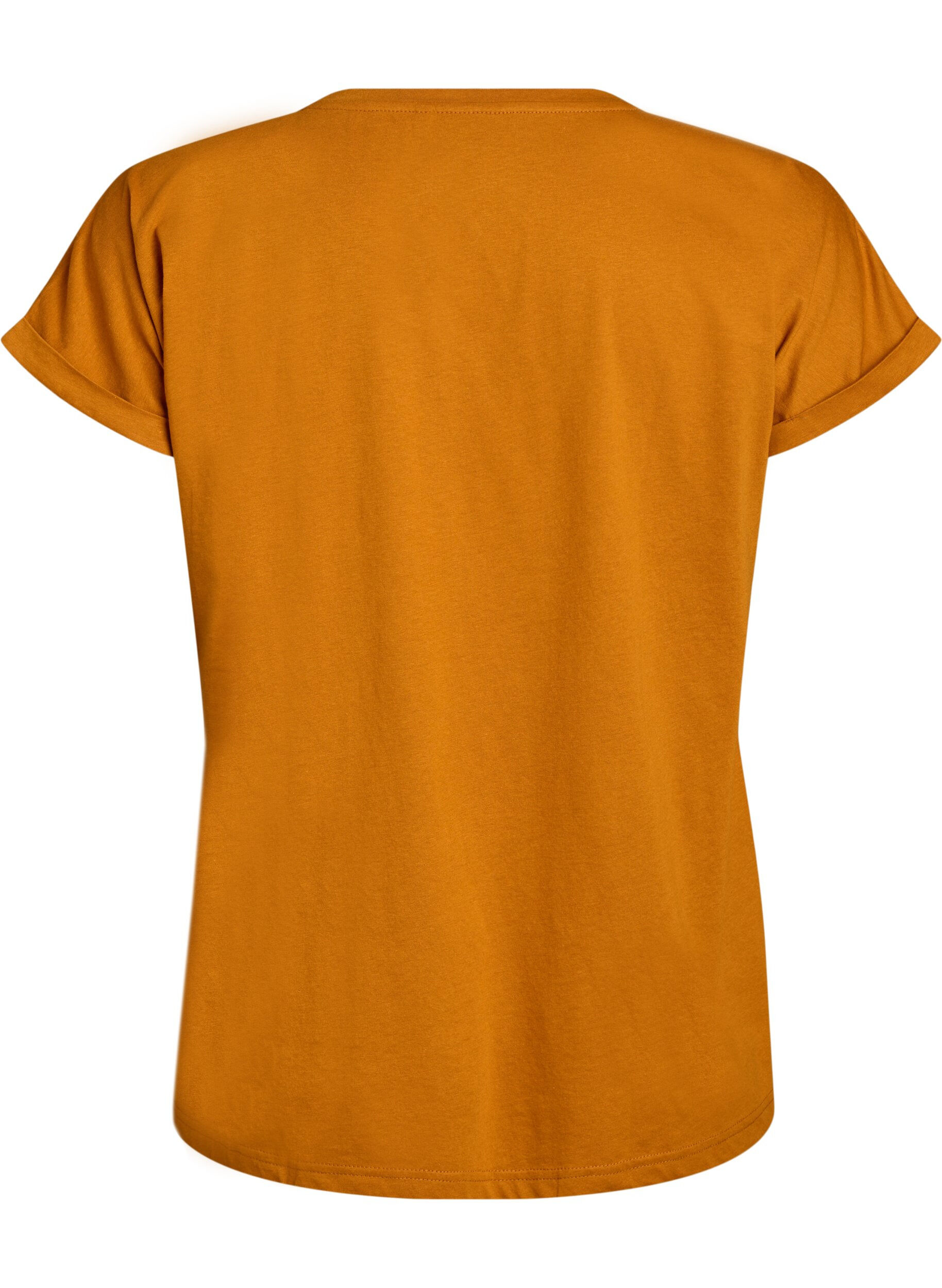 ZizziKortermet T-skjorte i bomullsblanding, Orange, Packshot image number 1