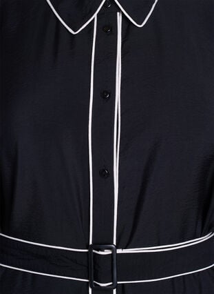 Zizzi Midiskjortekjole med kontrastkanter, Svart, Packshot image number 2